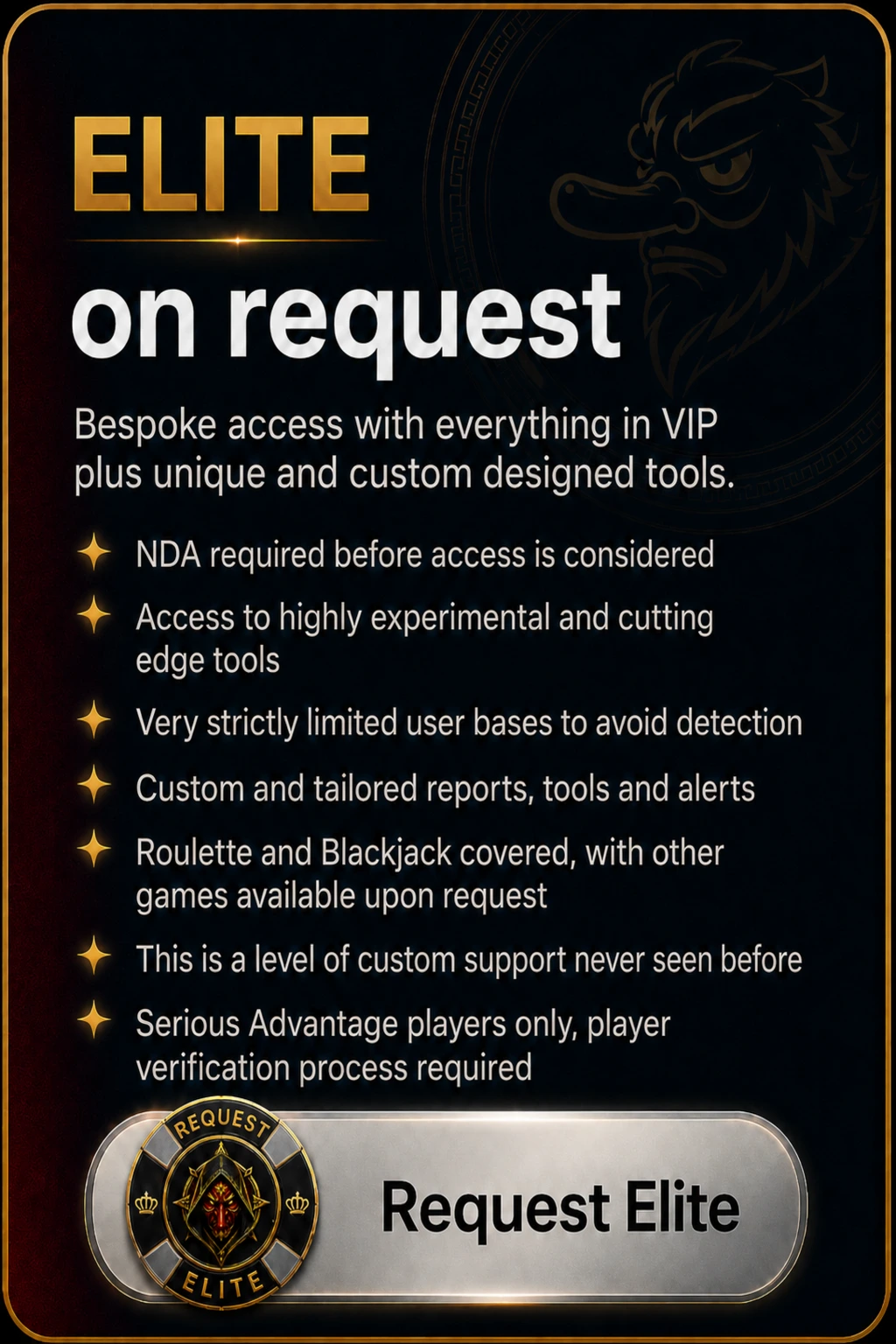 Elite membership on request. Request Elite.